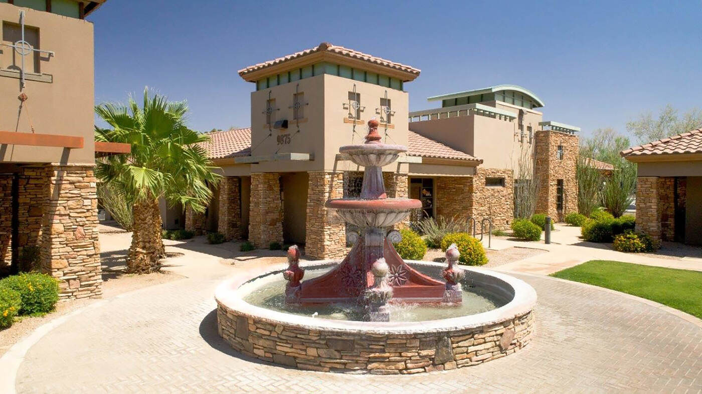 Courtyard and fountain at the OneSource office complex in Tempe