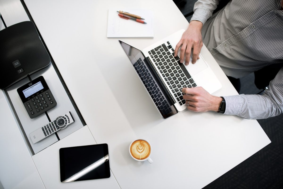 Business professional reviewing financial information